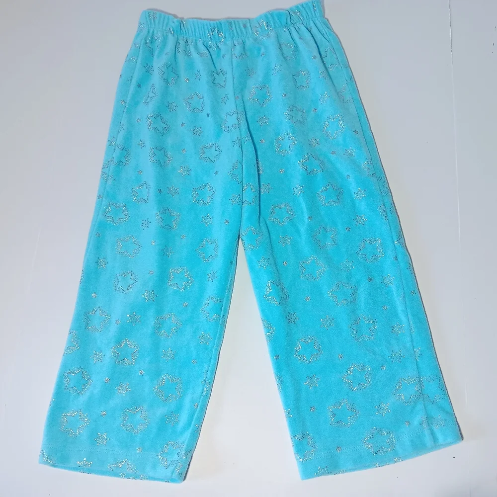 Girls' Blue And White Winter Fleece Pajamas with Penguin Design Size 4T